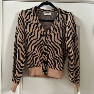 Anthropologie Black and Tan Animal Print Cardigan Sz. XS